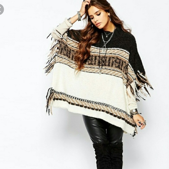 NWOT KERISMA BOHO OVERSIZED COWL NECK PONCHO OSA - Picture 3 of 6